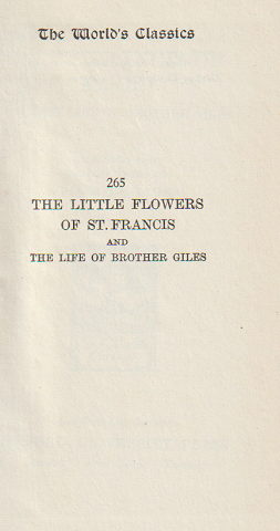 THE LITTLE FLOWERS OF ST. FRANCIS OF ASSISI